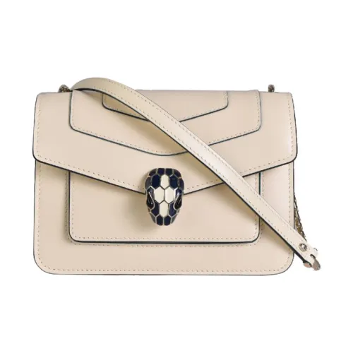 BVLGARI Serpenti Forever Series Сумка через плечо из телячьей кожи Женская Бежевая