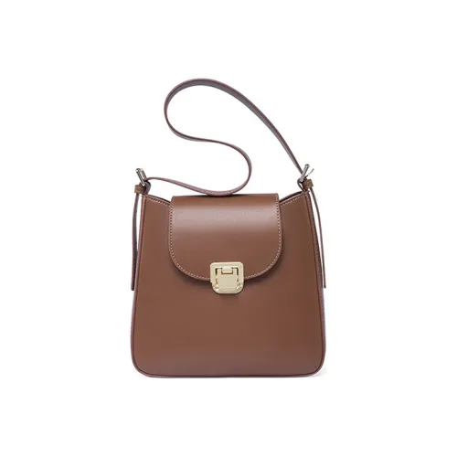 JANE KLAIN Корова Кожа Ведрообразная Сумка Сумка для Коммутации Сумка через плечо Большая Женская Темно-Коричневый Бежевый Абрикос