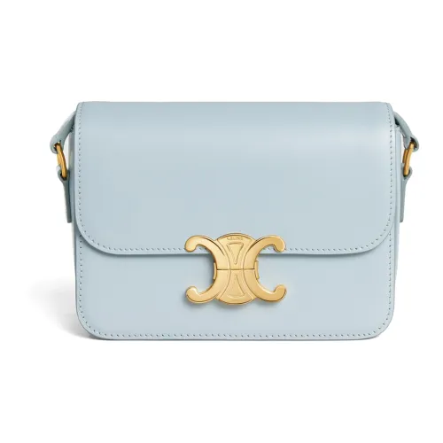 CELINE Teen Triomphe Яркий Коровья кожа Сумка через плечо Сумка на плечо Маленькая Женская Ледяной синий