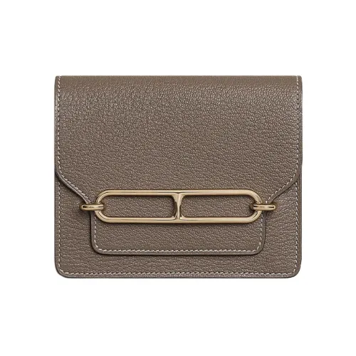 HERMES Roulis Овчина Свиной нос Бананка Кошелек Ручная Сумка через плечо Женская Слоновой серый