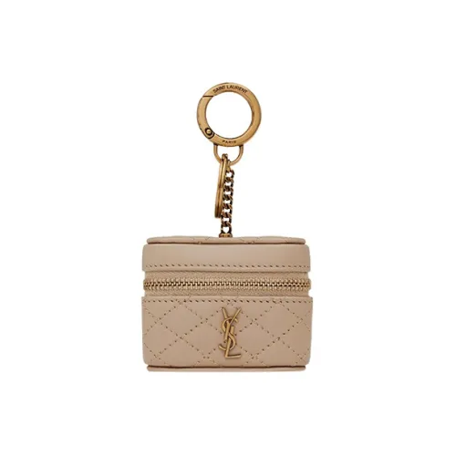 SAINT LAURENT Gaby Лоскутное шитье Овчина Чехол для наушников Женские Темно-бежевый