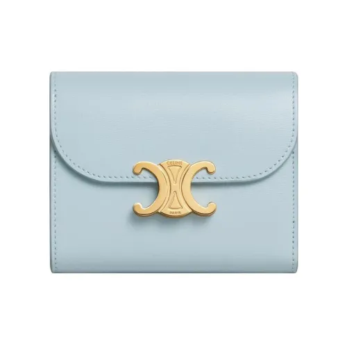 CELINE Triomphe Телячья кожа Кошелек Маленький Женский Ледяной синий