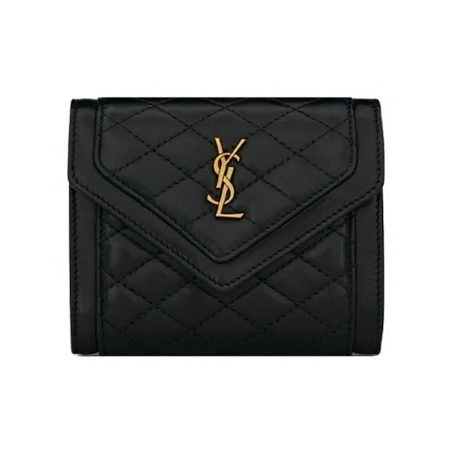 SAINT LAURENT Gaby Lambskin Wallet Women's Black