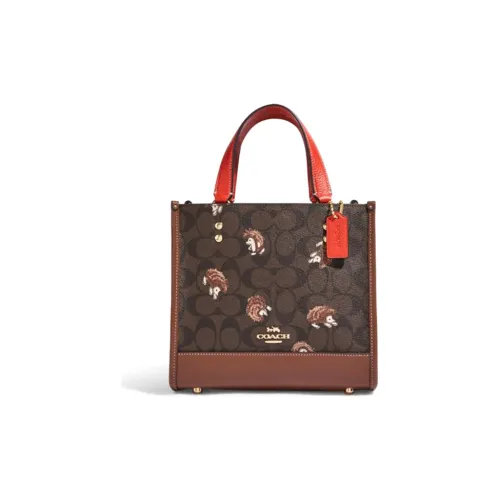 COACH Коровья кожа Тоут Сумка Сумка для покупок Сумка через плечо Сумка Обычный Женский Монограмма Коричневый