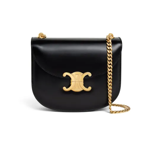 CELINE Besace Clea Яркий Телячья кожа Сумка через плечо Сумка на плечо Женская Черная