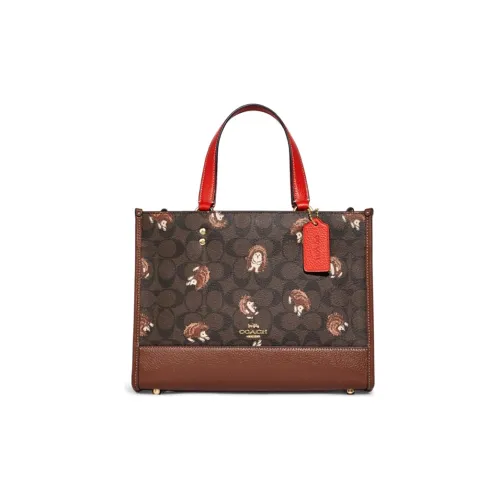 COACH Dempsey Коровья кожа Тоут Сумка Один Плечо Через плечо Сумка Женская Коричневая с монограммой