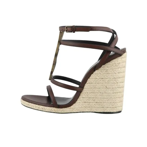 SAINT LAURENT CASSANDRA One Ремень Сандалии Женские Коричневый