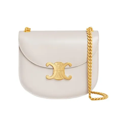CELINE TriompheBesace Яркий Телячья кожа Сумка через плечо Сумка на плечо Женская Белая