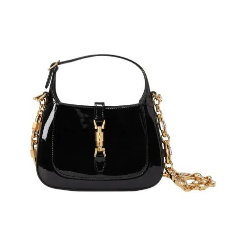 GUCCI Jackie 1961 Лакированная кожа Лунный Сумка на плечо Сумка на плечо Мини Женская Черная