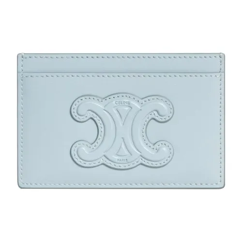 CELINE Cuir Triomphe Яркий Телячья кожа Держатель для карт Женские Ледяной синий