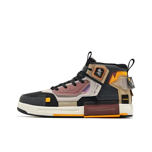 Erke Gintama Action Figure Collection Высокие Кроссовки для Скейтбординга Мужские Черные Серые