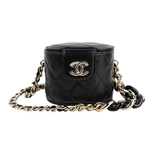 CHANEL Lambskin Box Bag Chain Bag Makeup Bag Women's Black