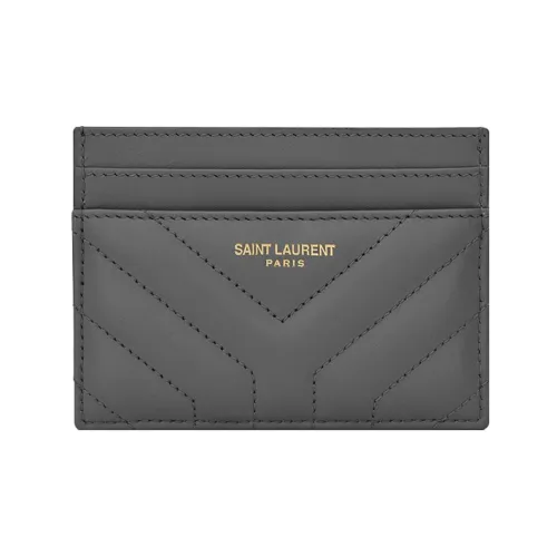SAINT LAURENT Коровья кожа Держатель для карт Женский Серый