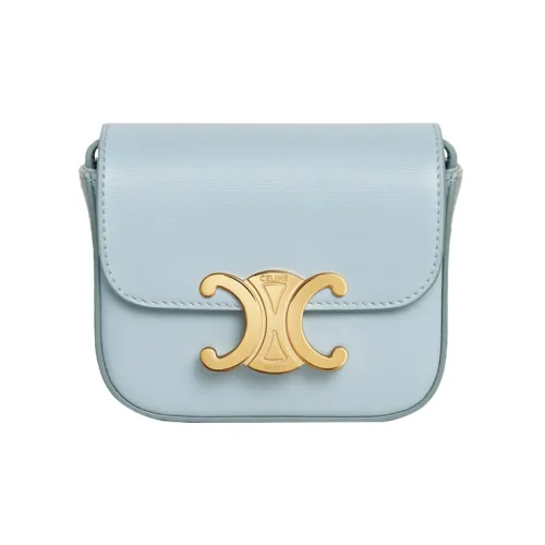 CELINE Claude Яркая Телячья Кожа Сумка Сумка через плечо Сумка через плечо Мини Женская Ледяной Синий