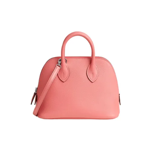 HERMES Bolide Evercolor Телячья кожа Bowling Сумка Сумка через плечо Сумка мини Женская Летняя Розовая Оранжево-красная