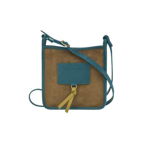 LONGCHAMP Le Foulonné Вельветовая Телячья Кожа Сумка через плечо Маленькая Женская Синий и Хаки