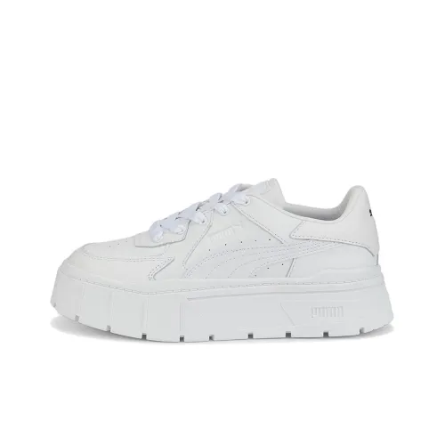 PUMA Mayze Stack Edgy 'Triple White' Скейтборд Кроссовки Низкие Женские
