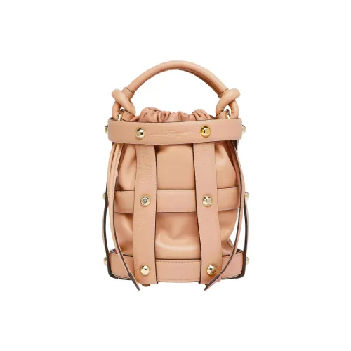 FERRAGAMO CAGE Овчина Коровья кожа Сумка-ведро Сумка через плечо Сумка Женская Бежевая