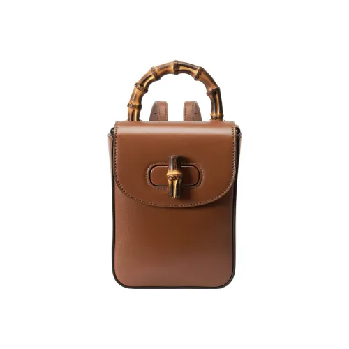 GUCCI Bamboo 1947 Кожа Рюкзак Мини Женский Коричневый