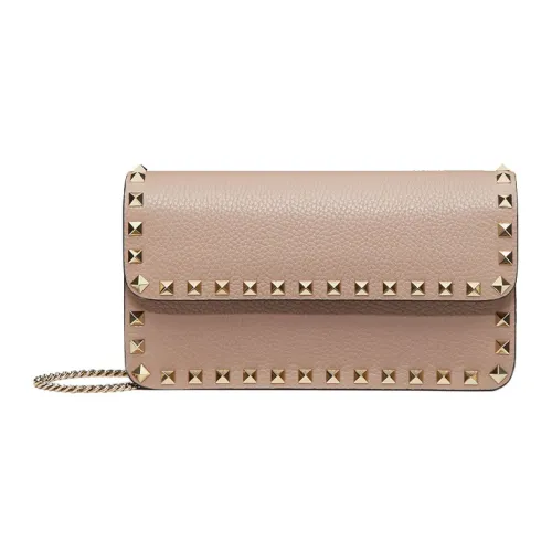 Valentino Rockstud Телячья кожа с текстурой сумка через плечо клатч маленькая сумка женская нежно-розовая