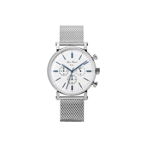 BJORN HENDAL Chronograph Collection Мужские часы Кварцевый механизм Ремешок из нержавеющей стали Белый циферблат