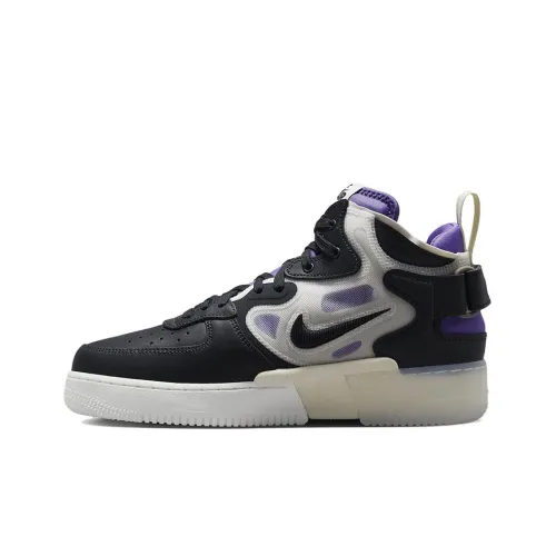 Nike Air Force 1 React Slip-Resistant Abrasion-Resistant Легкий MID Скейтбординг Кроссовки Мужские Черные Фиолетовые