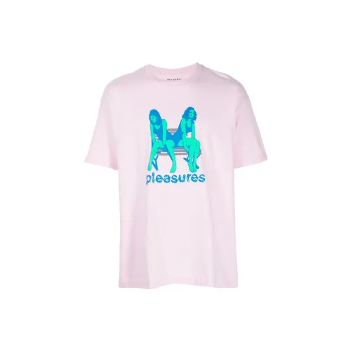 PLEASURES SS22 Круглый вырез Свободный крой Прямой крой Короткий рукав Рубашка Мужская Розовая