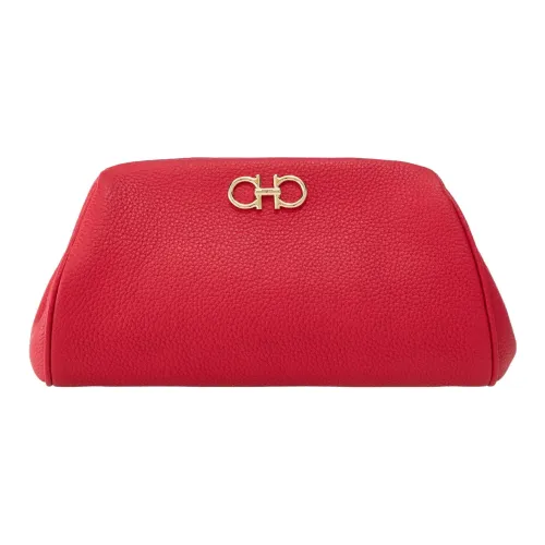FERRAGAMO GANCINI Корова Кожа Вечерний Клатч Сумка Одно Плечо Через Плечо Мини Женский Красный