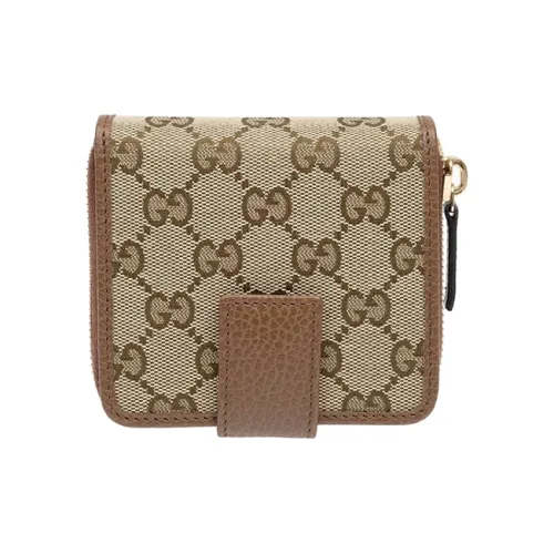 GUCCI Canvas с кожаными вставками кошелек кошелек для монет средний женский коричневый
