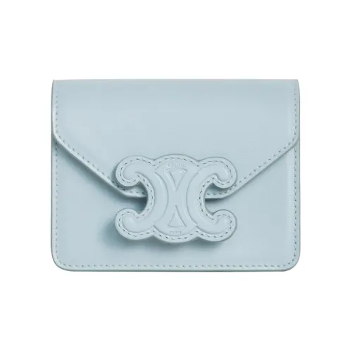 CELINE Triomphe Блестящая сумка через плечо из коровьей кожи держатель для карт женский ледяной синий