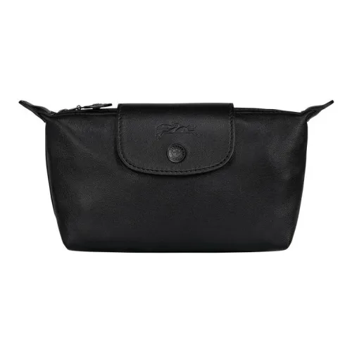 LONGCHAMP Le Pliage Cuir Овчина Сумка-пельмень Клатч Маленький Женский Черный
