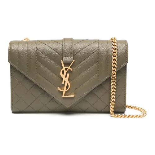 SAINT LAURENT Конверт Коровья кожа Сумка Сумка через плечо Сумка через плечо Маленькая Женская Зеленая