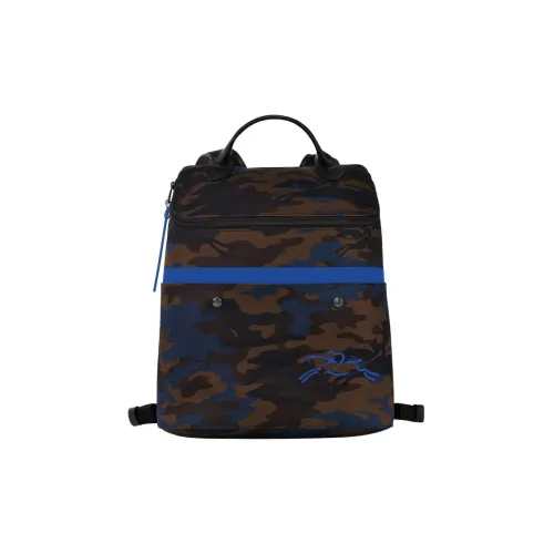 LONGCHAMP Gabin Хлопок Холст Кожа Комбинированный Рюкзак Стандартный Мужской Коричневый Синий