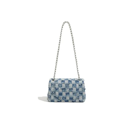 Miss Kung Denim Pearl Bag Chain Bag Small Square Bag Shoulder Bag Small Women's Denim Blue