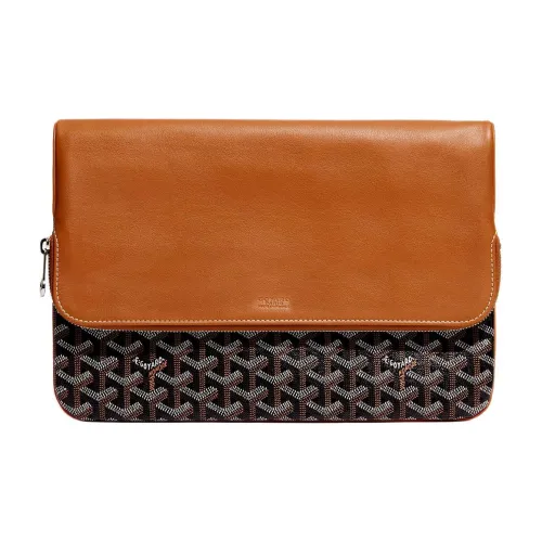 GOYARD Sainte Marie Холст Телячья кожа Клатч Большой Унисекс Коричневый Черный