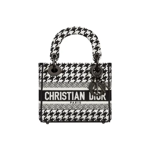DIOR LADY D Лайт Вышивка Сумка Lady Dior Tote Сумка Сумка для покупок Мини Сумка Женская Черная Белая