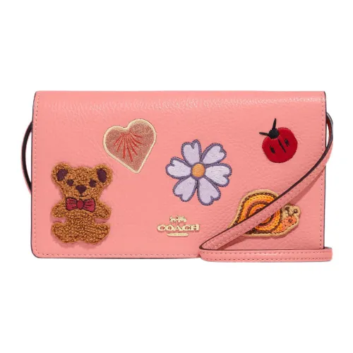 COACH Anna Утонченный Pebble Кожа Маленькая Квадратная Сумка Сумка через плечо Сумка на плечо Женская Конфетно-Розовая