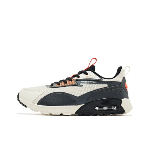 Erke Low Топ Беговые кроссовки Мужской Айвори Белый Углеродный Серый Флуоресцентный Пламя Оранжевый