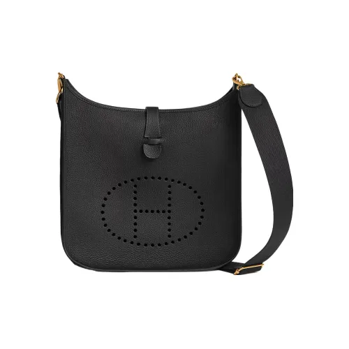 HERMES Evelyne Clemence Bullock Кожа Сумка через плечо Женская Черная