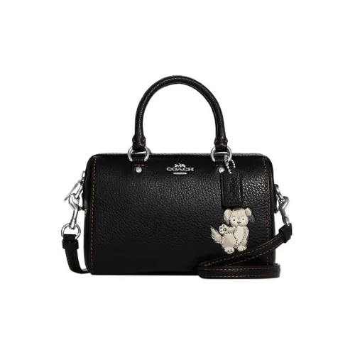 COACH Rowan Утонченный Pebble Коровья кожа Сумка через плечо Сумка через плечо Мини Женская Черная