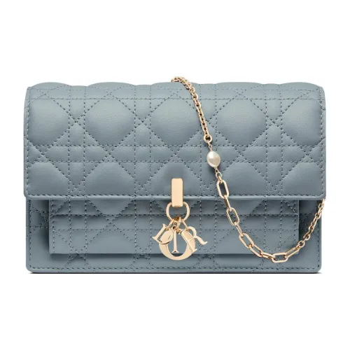 DIOR My Dior Sheepskin Handheld Crossbody Bag Women's Pink Blue