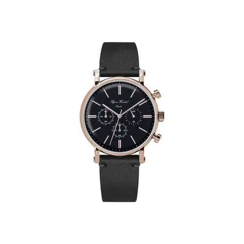 BJORN HENDAL Chronograph Collection Мужские часы Кварцевый механизм Естественный кожа Ремешок Черный циферблат