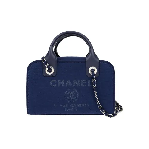 CHANEL Denim Bowling Сумки Tote Сумки Сумки для покупок Сумки через плечо Сумки через плечо Женские сумки Темно-синий