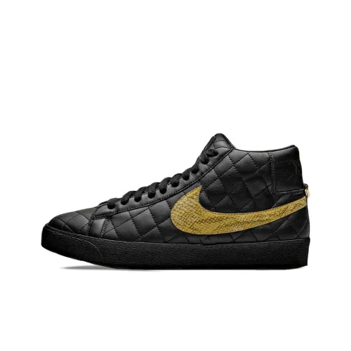 Supreme x Nike SB Blazer 'Черный' Slip-resistant Abrasion-resistant MID Скейтбординг Кроссовки Мужские Черные