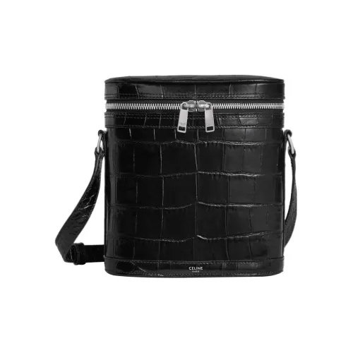 CELINE Крокодиловый узор Тисненый Коровья кожа Курьерская сумка Сумки через плечо Сумка через плечо Мужская Черная