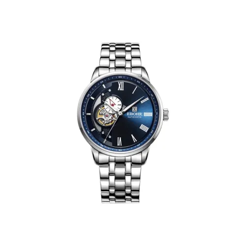 EBOHR Механические часы из нержавеющей стали с ремешком унисекс синий циферблат модель 19081316