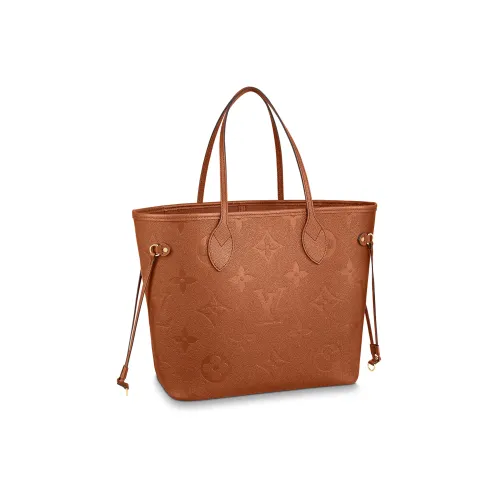 LOUIS VUITTON NEVERFULL Тисненая Воловья Кожа Ручка Тоут Сумка Сумка для покупок Сумка на плечо Сумка среднего размера Женская Янтарная