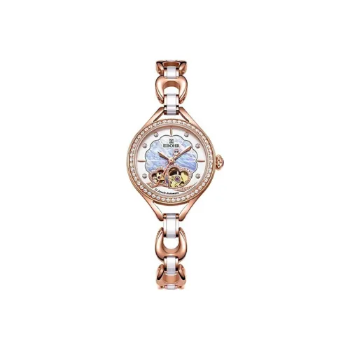 EBOHR Механический механизм нержавеющая сталь ремень женские часы жемчужная раковина цвет циферблат часов