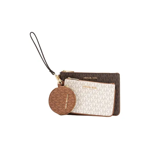 MICHAEL KORS Jet Set Искусственная кожа MK Клатч Монета Кошелек Женские Темно-коричневый и Белый