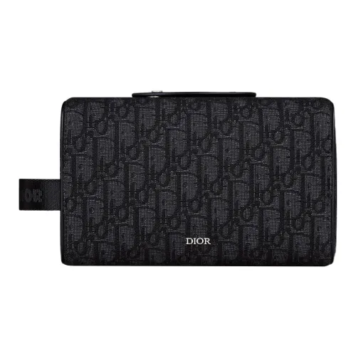 DIOR Lingot Ткань с коровьей кожей сумка для хранения клатч сумка для туалетных принадлежностей мужская черная